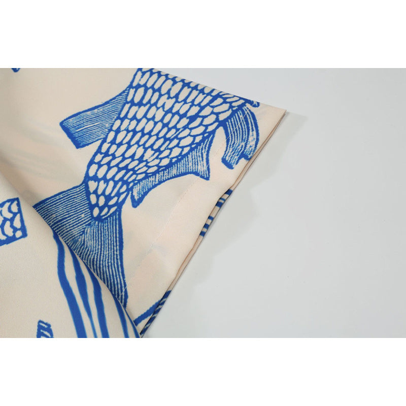 Retro ancient fish print short sleeve shirt