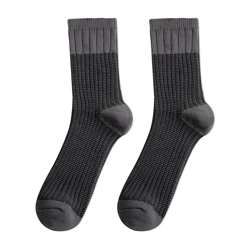 Color Block Thick Yarn Socks (Set of 2)