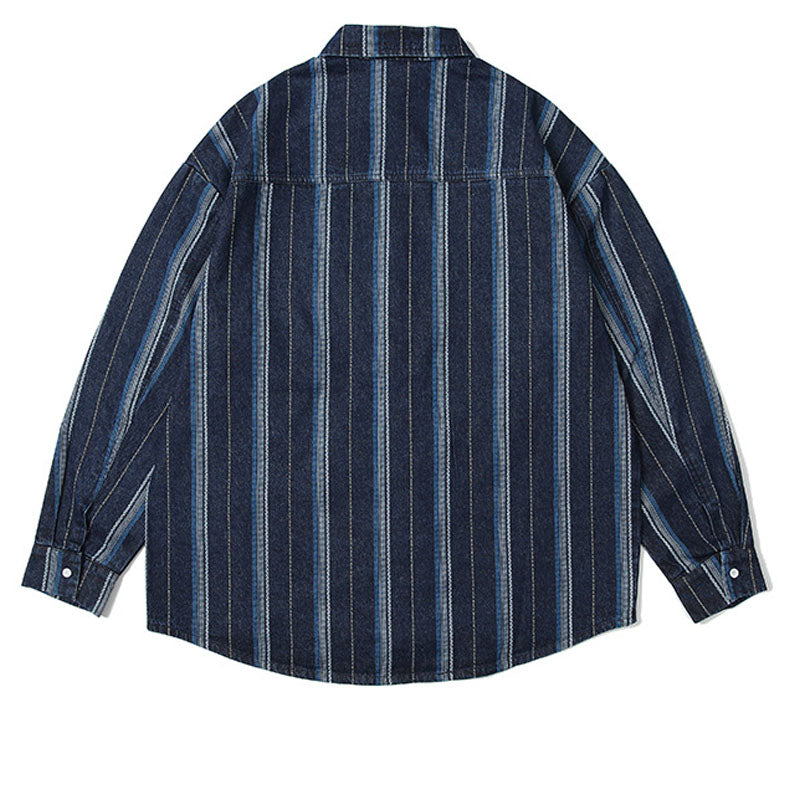 Striped pocket denim shirt