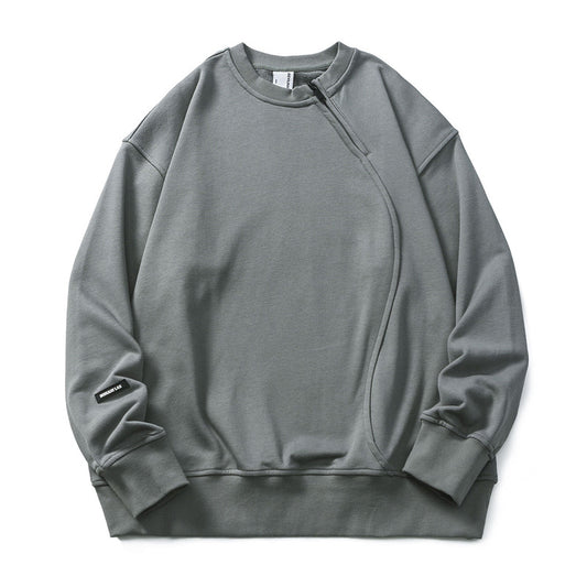 American casual irregular zipper plain hoodie