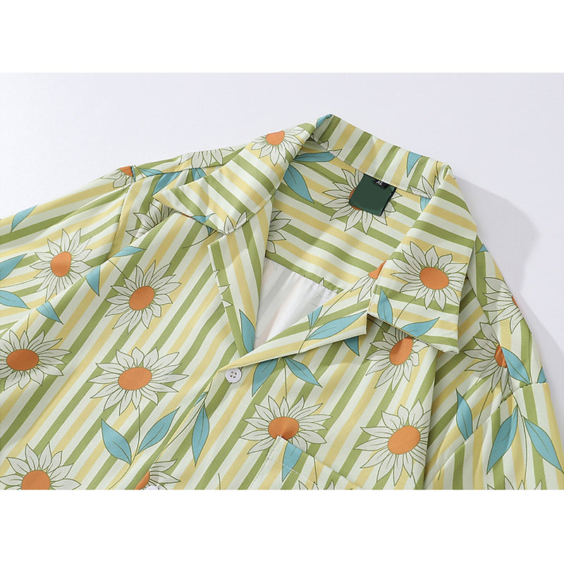 Cuban color "Sunflower" all-over print short-sleeved shirt