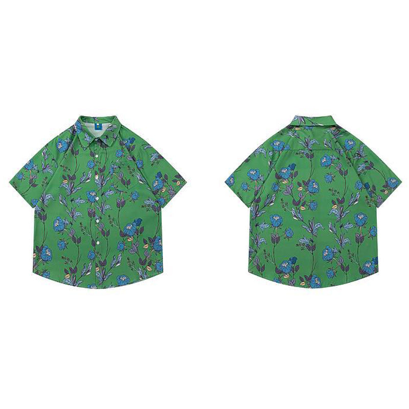 Hawaiian print floral all-over short-sleeved shirt