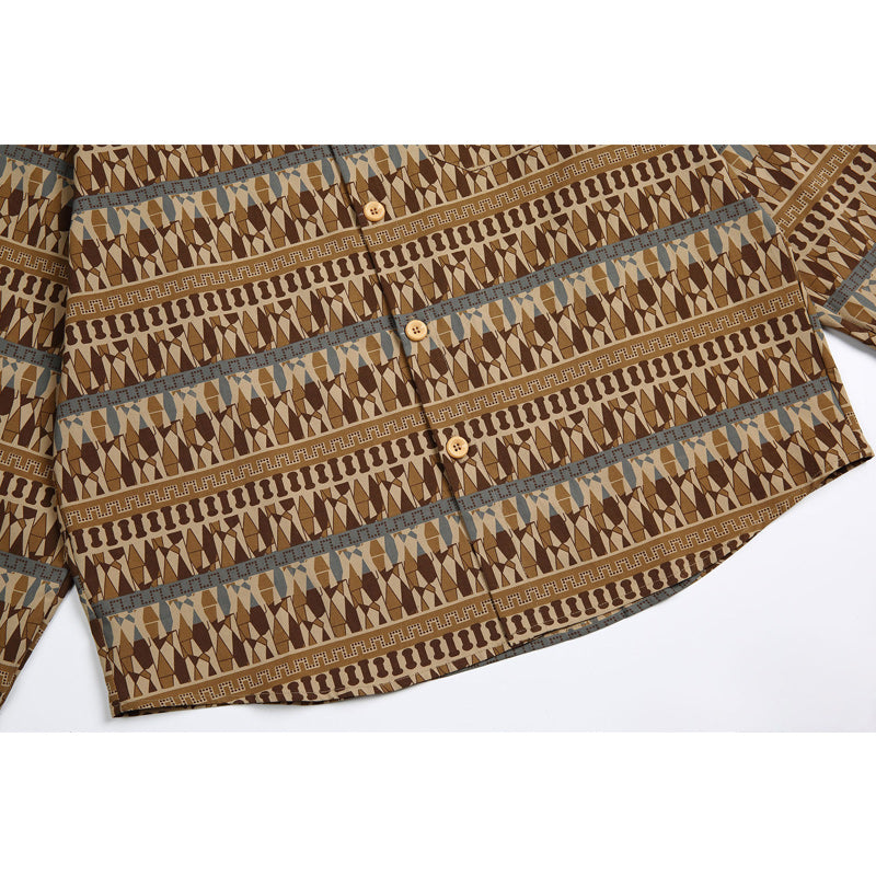 Ethnic print long-sleeved shirt for fall
