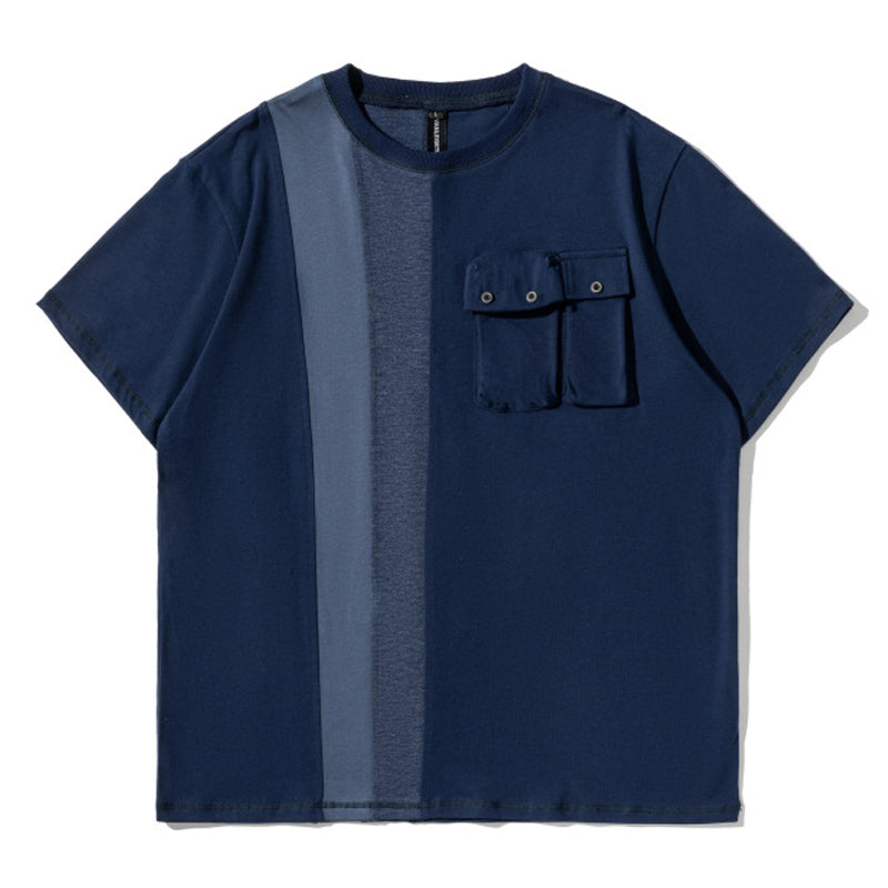 Color-block mountain T-shirt with functional pocket