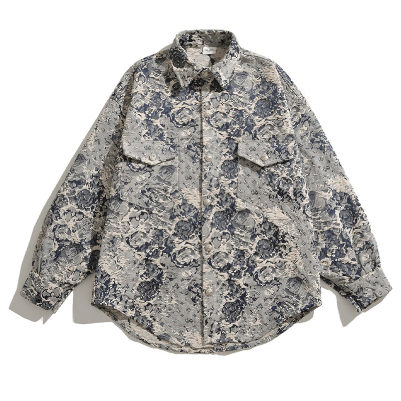 Ink painting pattern all-over autumn/winter jacket