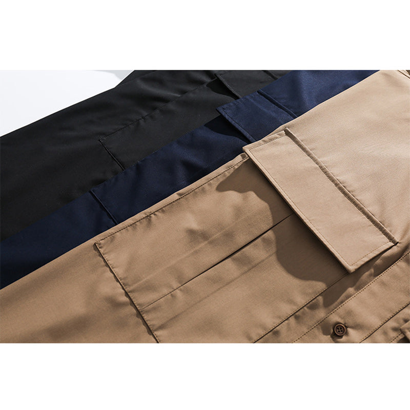 Choose from three colors. Solid color short-sleeved work shirt with pocket.