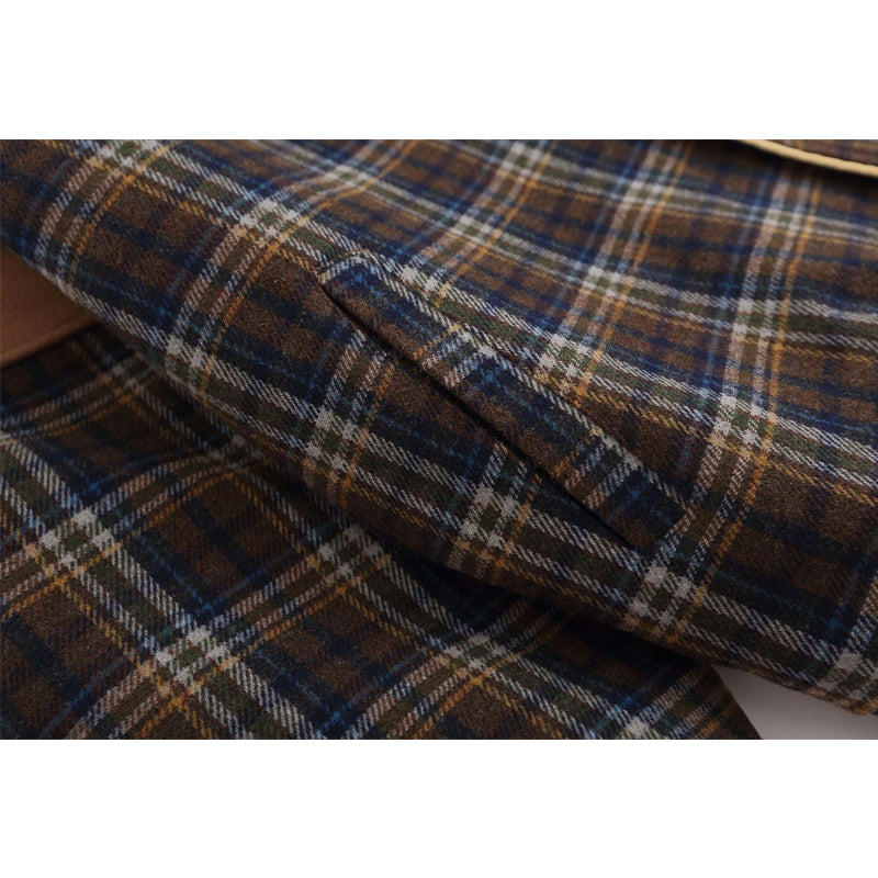 Men's Check Shirt, Fall/Winter, Loose Fit, Alphabet Embroidery, Baseball