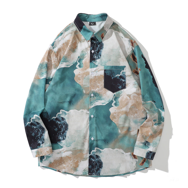 Autumn "Wave" Print Long Sleeve Shirt