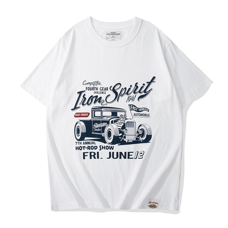 Classic Car Retro Discharge Print Tee