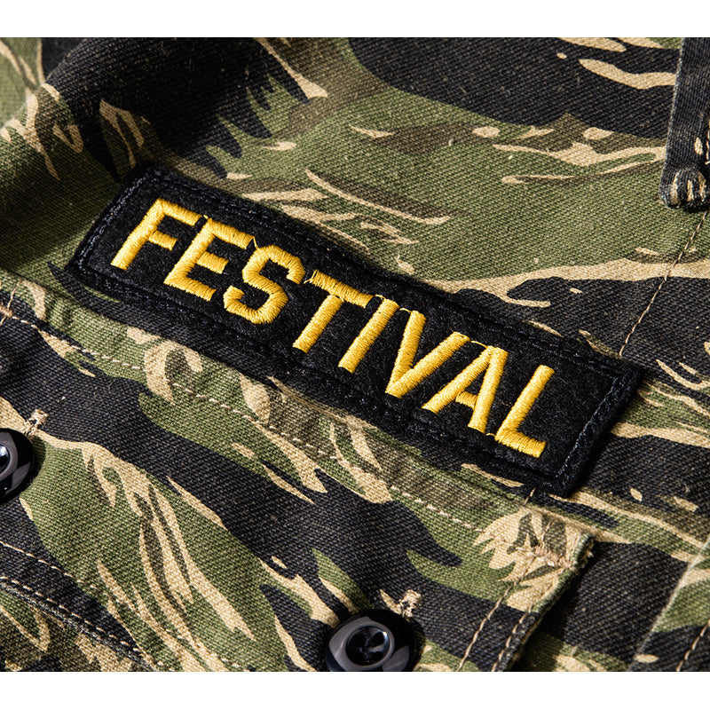 American casual coverall with Woodpecker embroidered badge