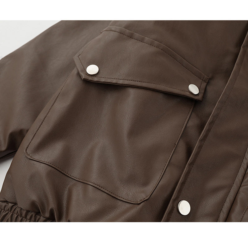Loose-fitting plain coat with turn-down collar and velvet jacket