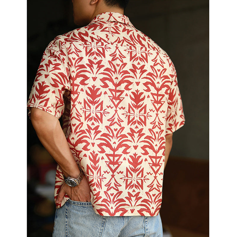 High-quality vintage flower print aloha shirt