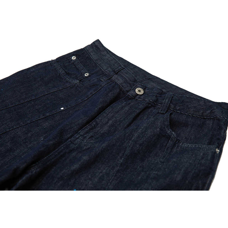 Unique vertically faded painted denim pants