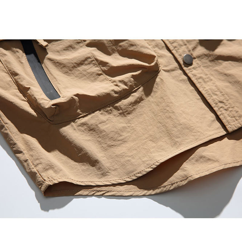 New Spring Collection: Solid Color Overalls with Multi-Pocket Long Sleeve Shirt
