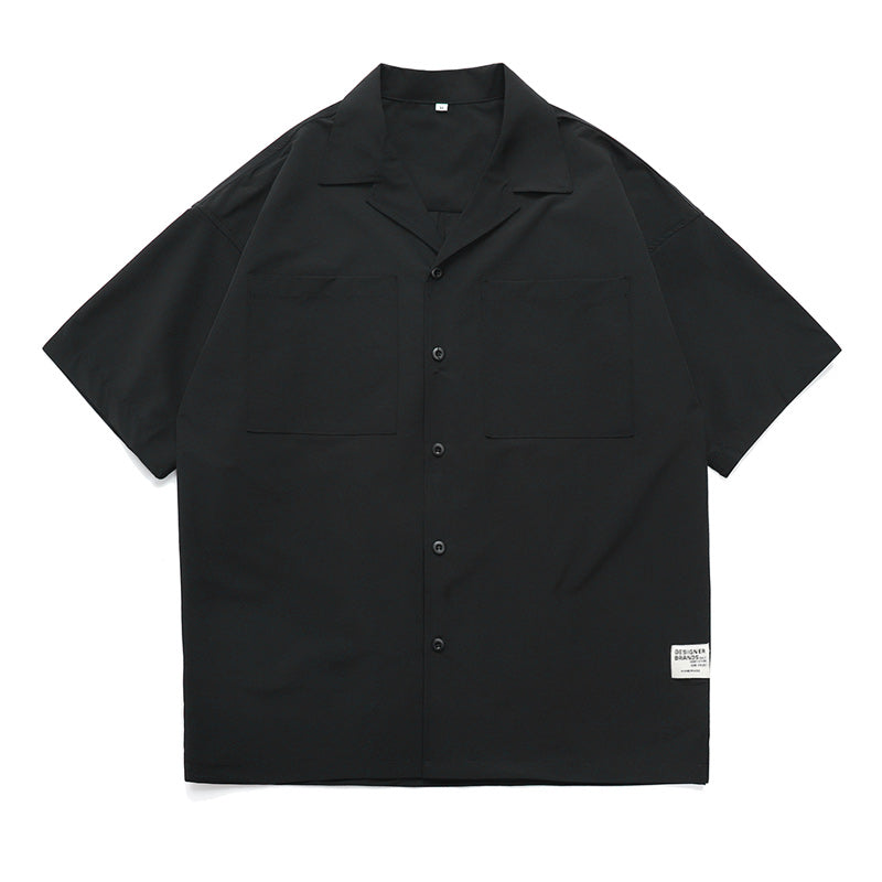Classic plain Cuban color work short sleeve shirt