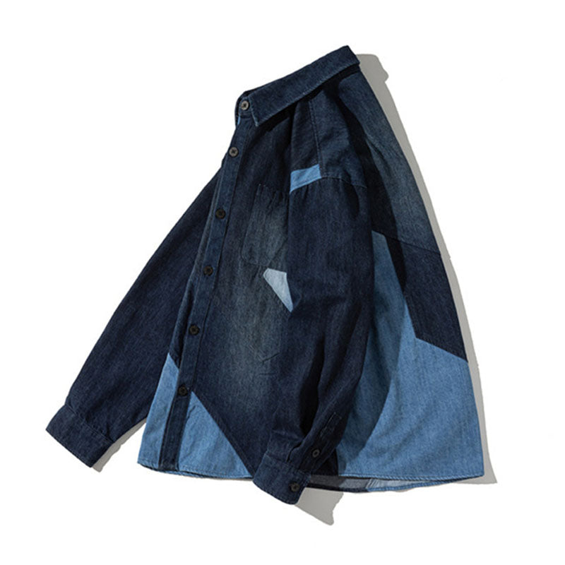 Vintage washed denim shirt with contrasting colors