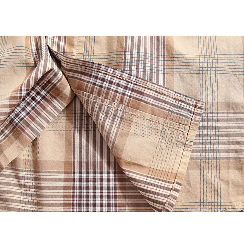 Classic cotton check pattern long sleeve shirt