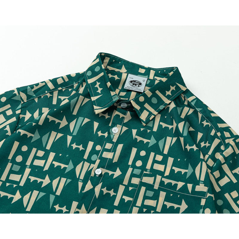 New summer geometric print short sleeve shirt