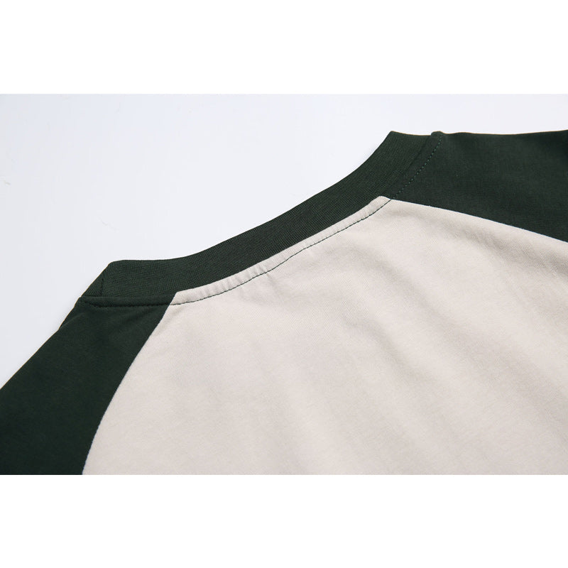 Four-color long-sleeved T-shirt with contrasting colors