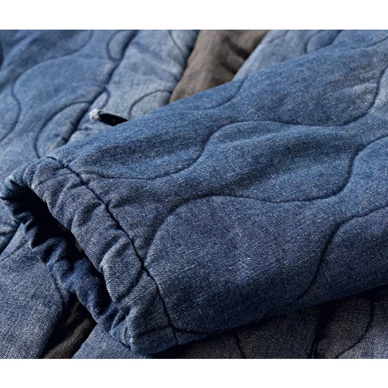 Casual denim hanten jacket with padding, loose cargo down jacket