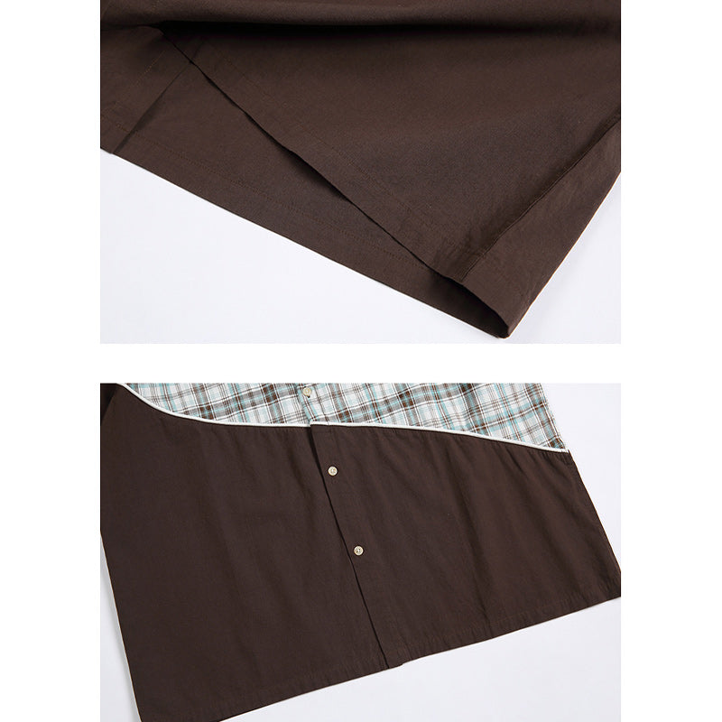 Retro check pattern short sleeve shirt