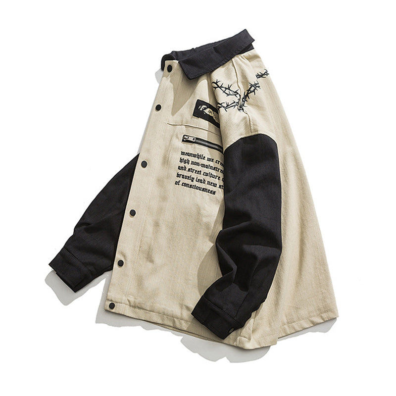 American casual embroidered retro color combination jacket