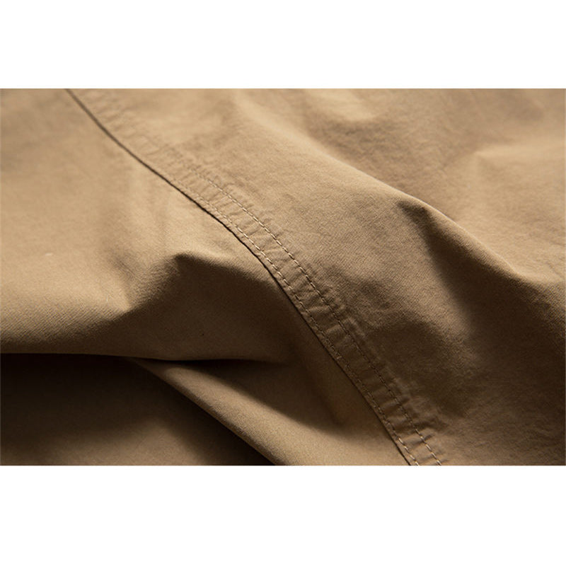 Solid color multi-functional pocket work short sleeve shirt