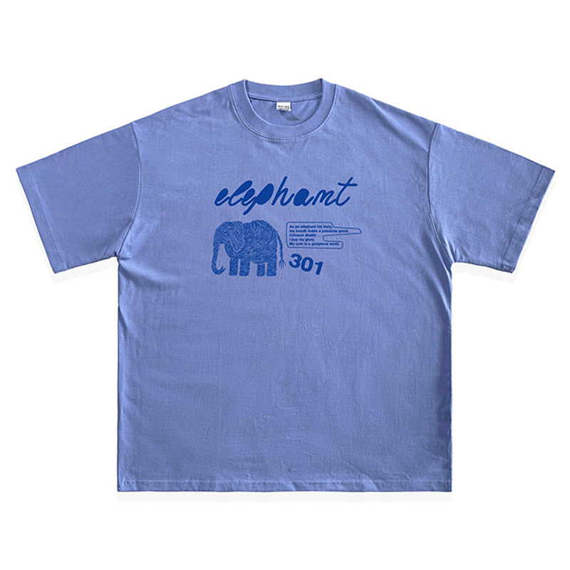 Elephant graffiti print short sleeve T-shirt