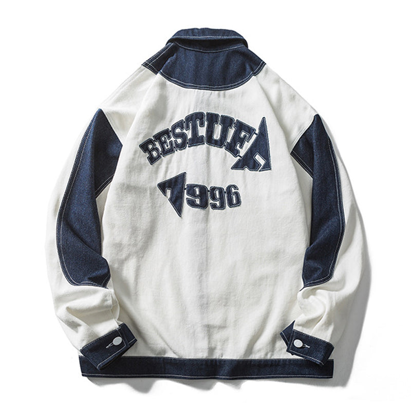 Denim switch embroidered American casual jacket