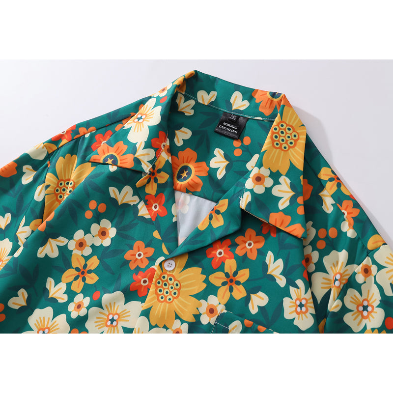 New for summer: Oil painting style floral print short sleeve shirt