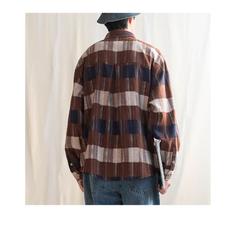 Jacquard colorful check long-sleeved shirt