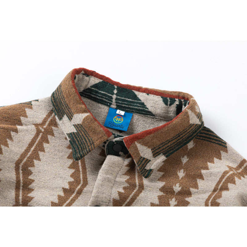 Ethnic print long-sleeved shirt for fall