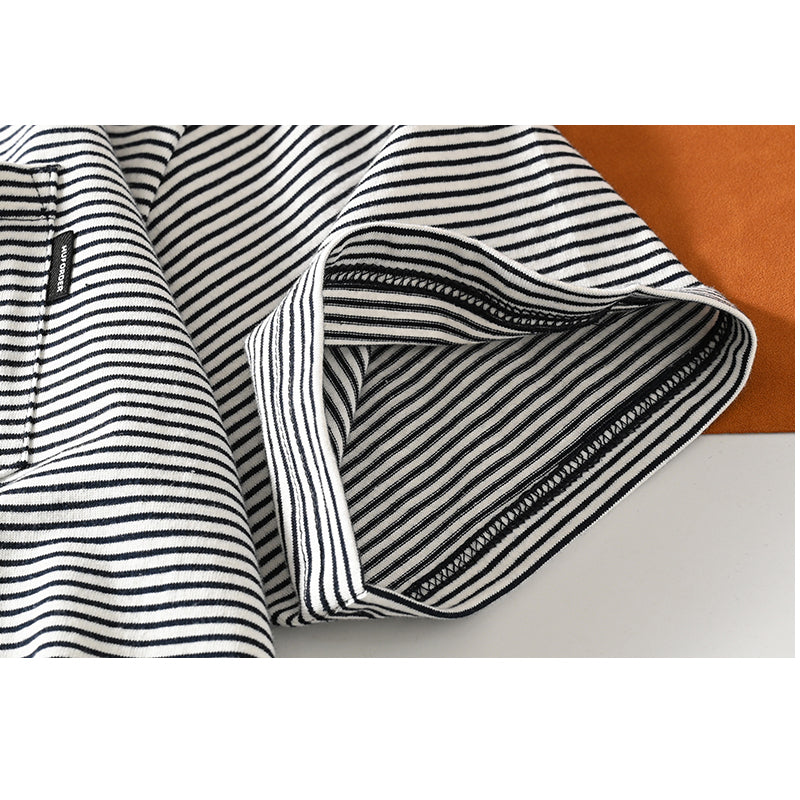 New for summer: Washed cotton striped short-sleeved T-shirt