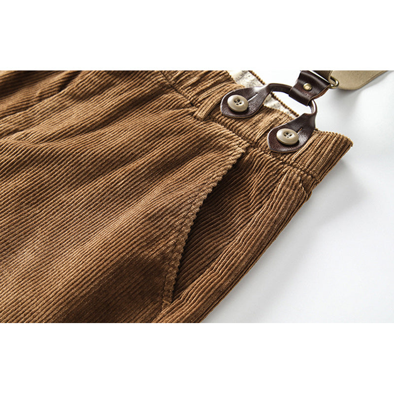 Plain American Casual Corduroy Overalls