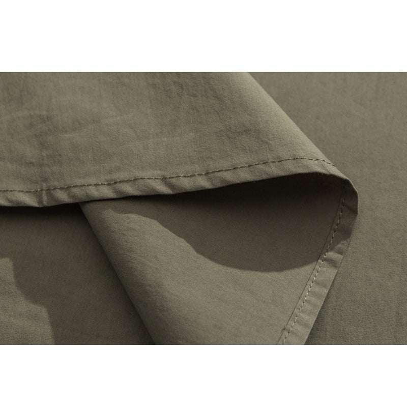 Classic plain hedgework short-sleeved shirt