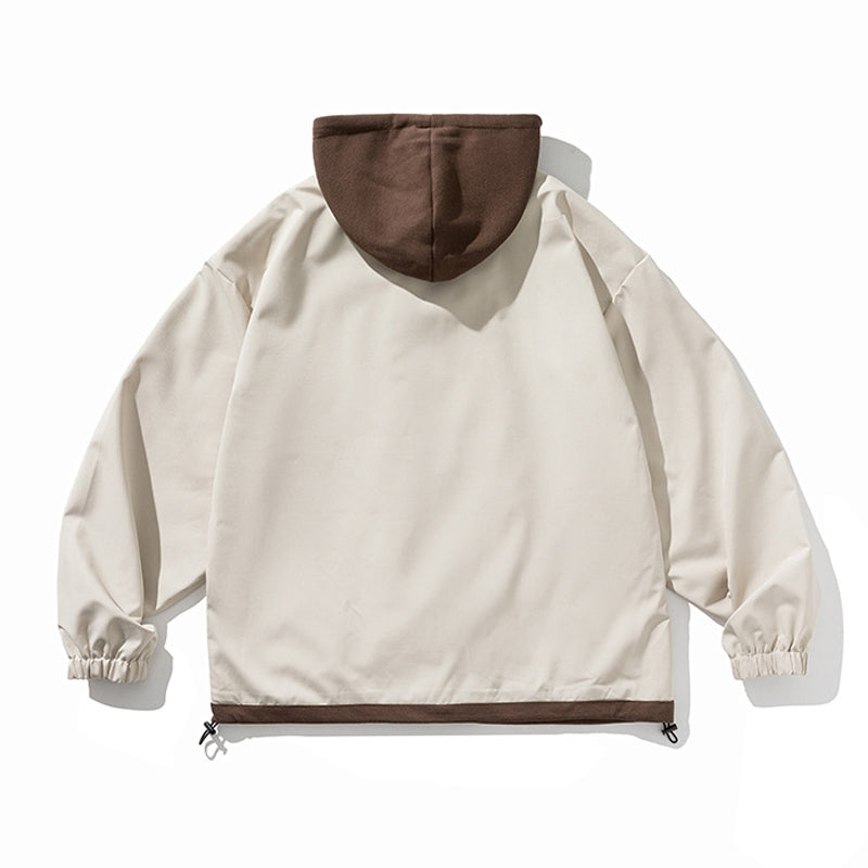 Hooded layered loose casual American casual jacket
