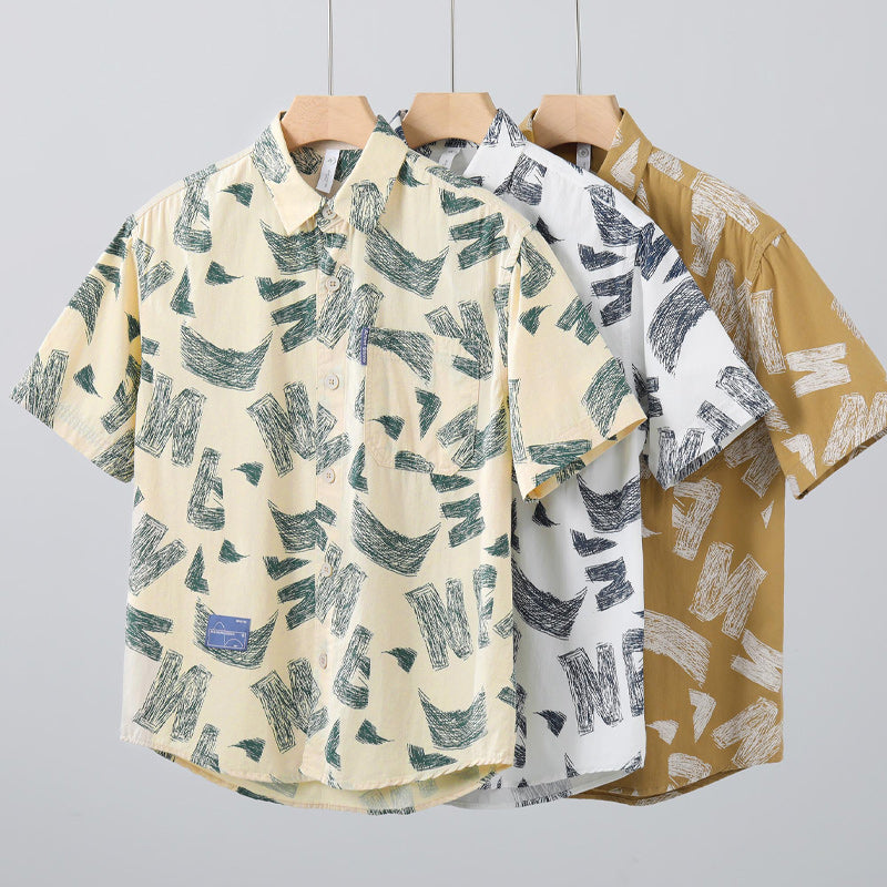 Alphabet print aloha shirt