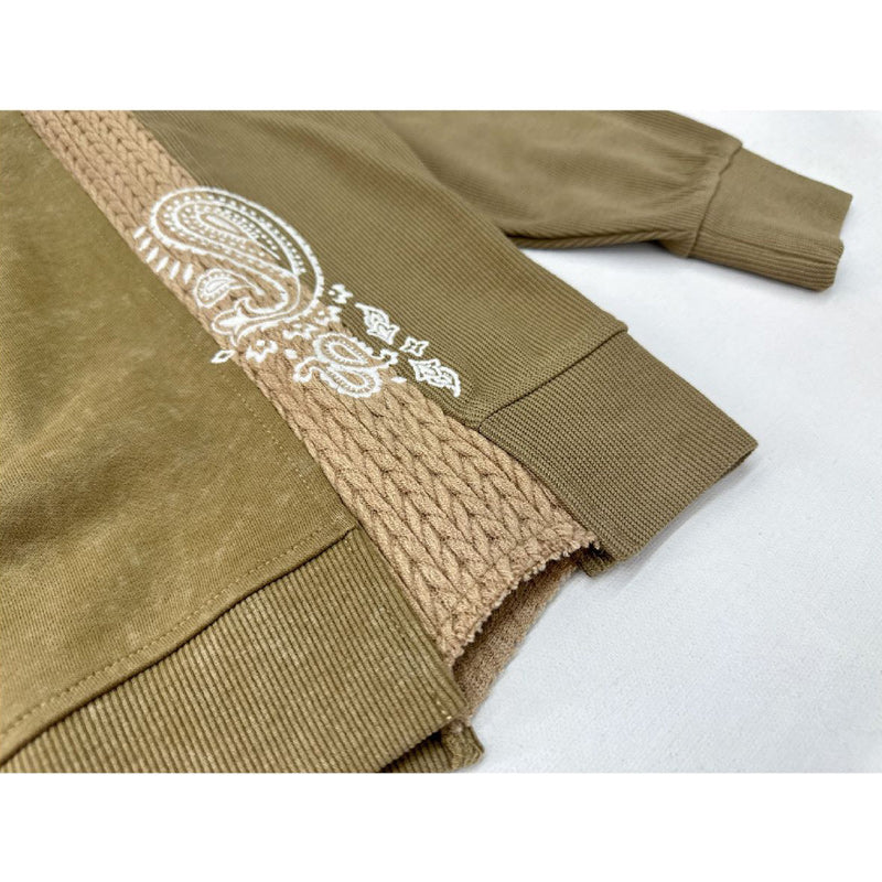 Reconstructed Paisley Embroidered Cable Knit Combi Sweatshirt