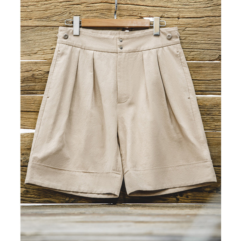 Mid-waist cotton-linen Naples shorts