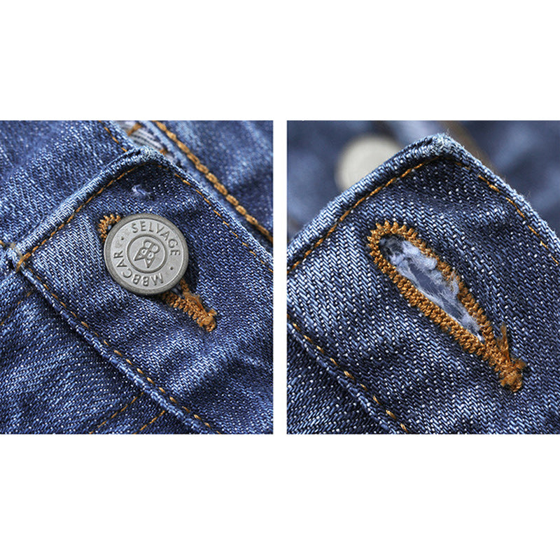 Distressed Stretch Wash Vintage Denim Pants