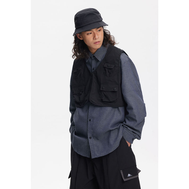 Retro Functional Detachable 2-Piece Shirt Vest