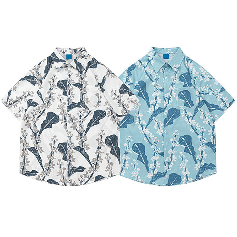 Retro Hawaiian floral short-sleeved all-over print shirt