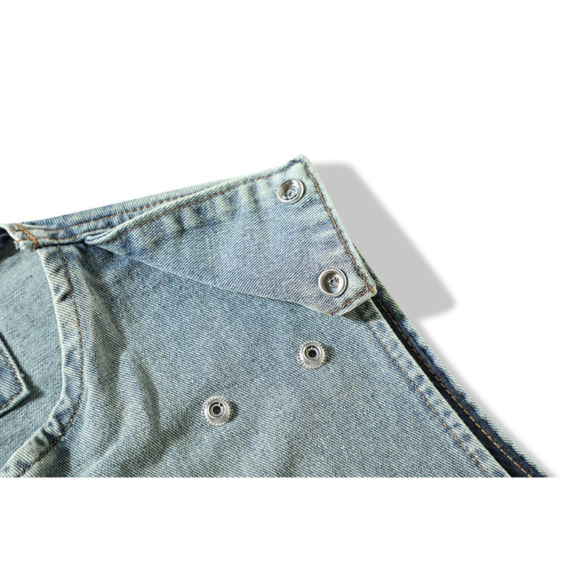 Denim Wash Zipper Vest