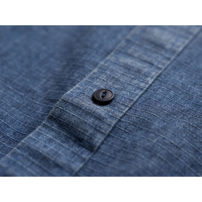Elbow patch checkered indigo dyed shirt