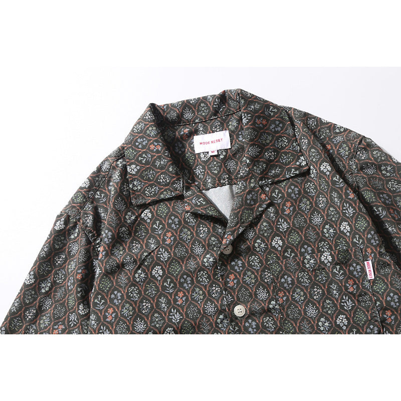 "Honsho Zufu" Plant Print Cuban Shirt