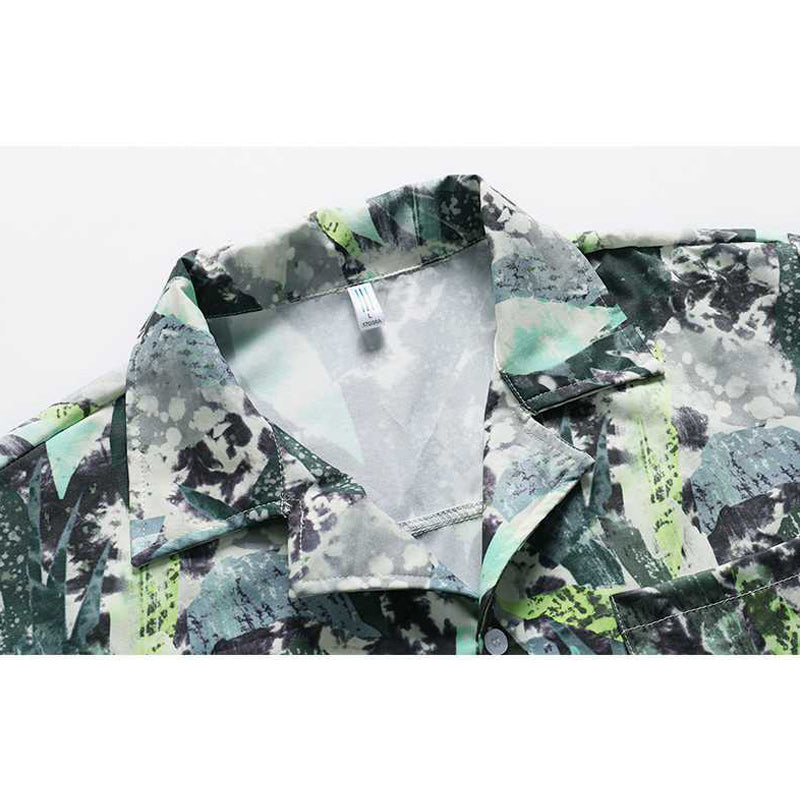 Cuban color all-over print aloha shirt, short sleeves
