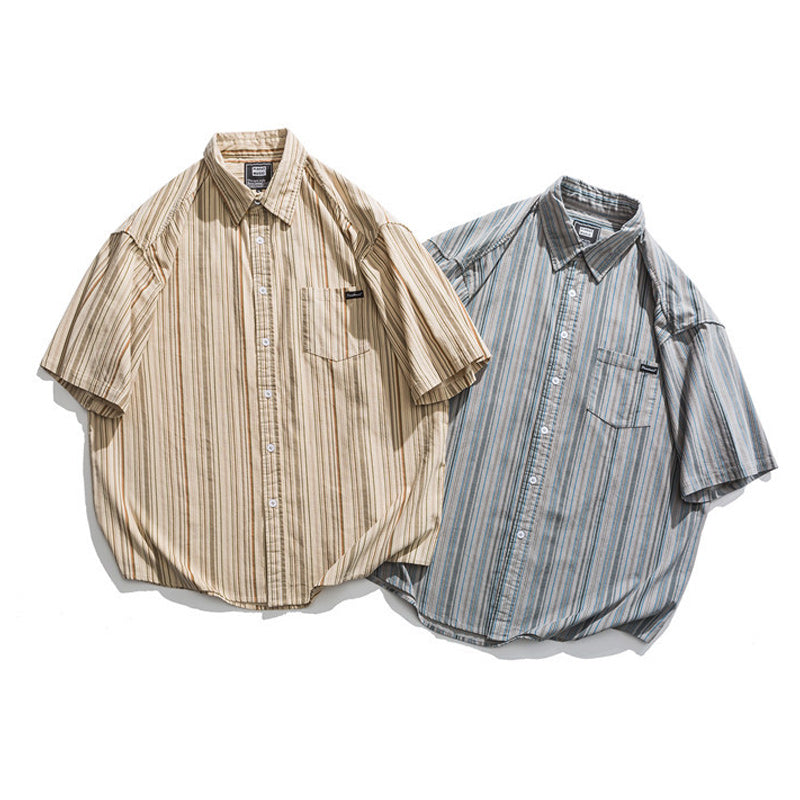 Fashion striped work short sleeve shirt