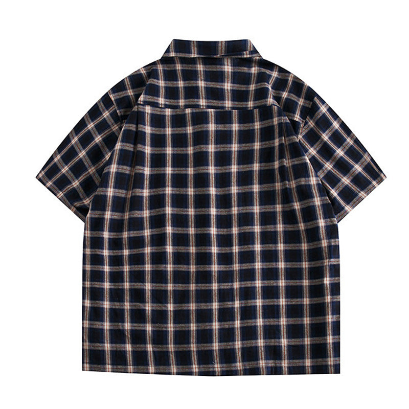 Classic check pattern work short-sleeved shirt