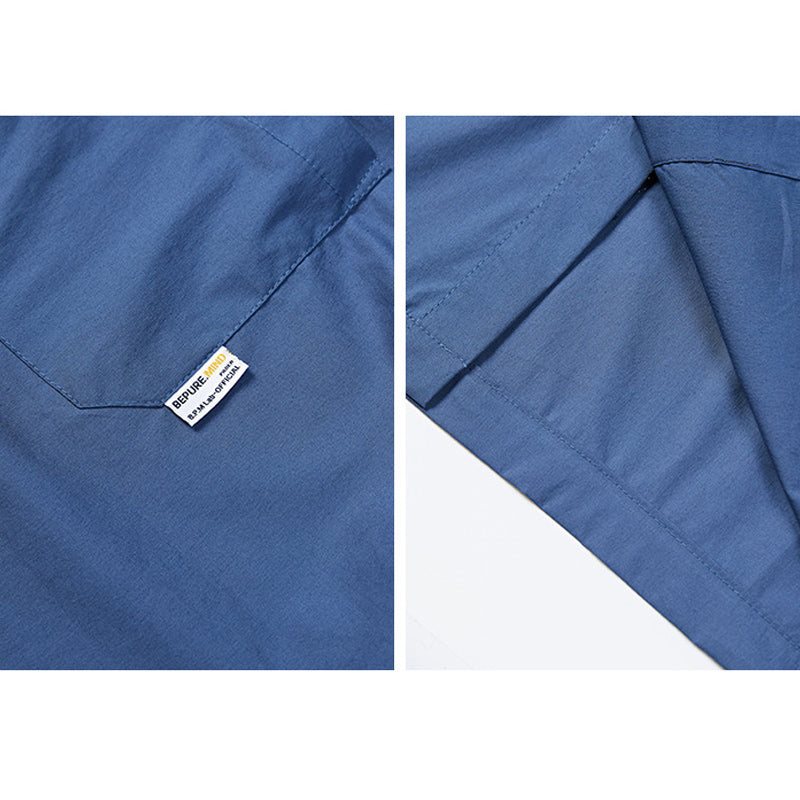 Pocket color-coordinated neck short-sleeved shirt