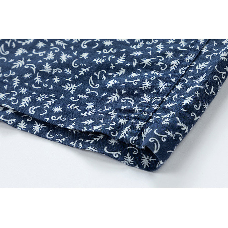 Cuban neck floral navy aloha shirt
